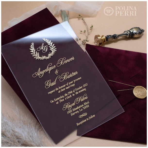 Acrylic Burgundy Wedding Invitation US