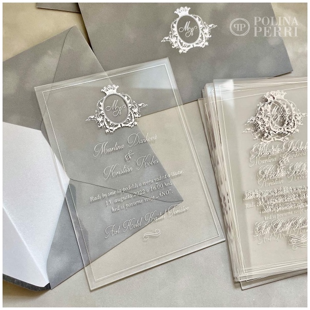 acrylic silver wedding invitations