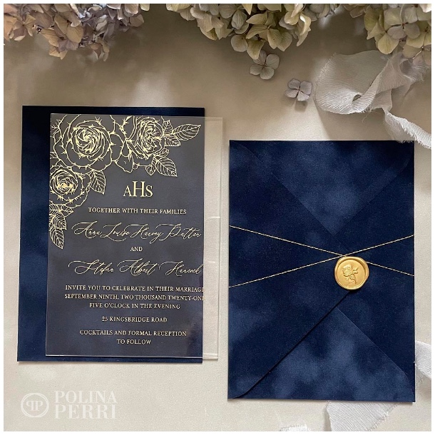 acrylic wedding invitations gold foil NewYork