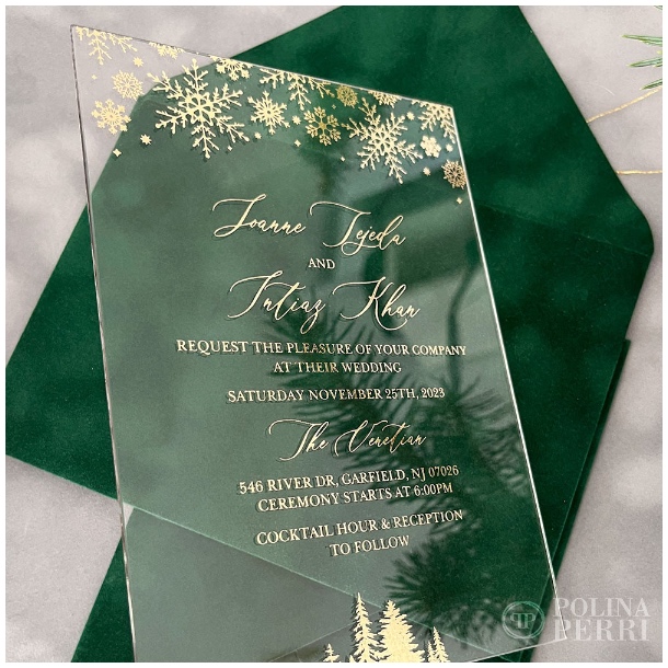 acrylic winter wedding invitations