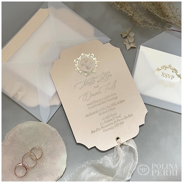 Blush pink wedding invites US