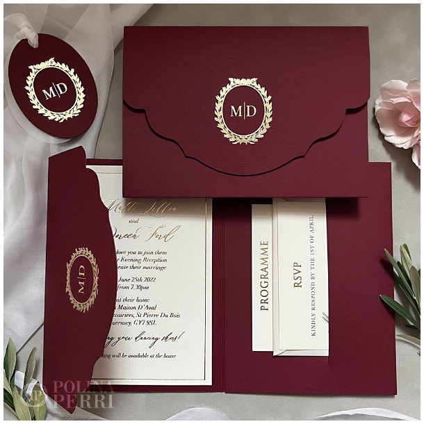 burgundy pocketfold wedding invitations us