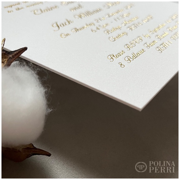 Foil-pressed cotton invitations US