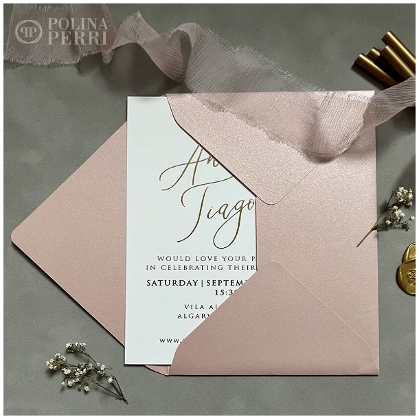 Gold foil names wedding invitations