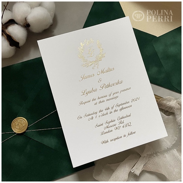 gold foil pressed wedding invitations cotton