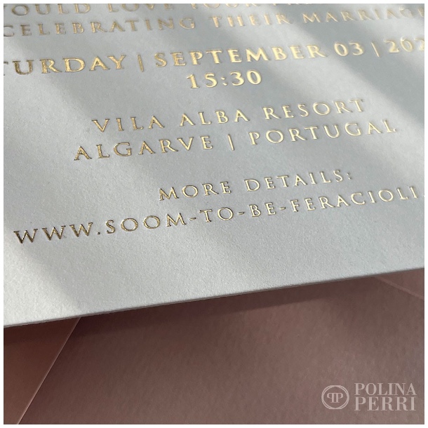Gold foil stamped wedding invitations US