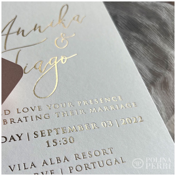 gold foil typography invitations