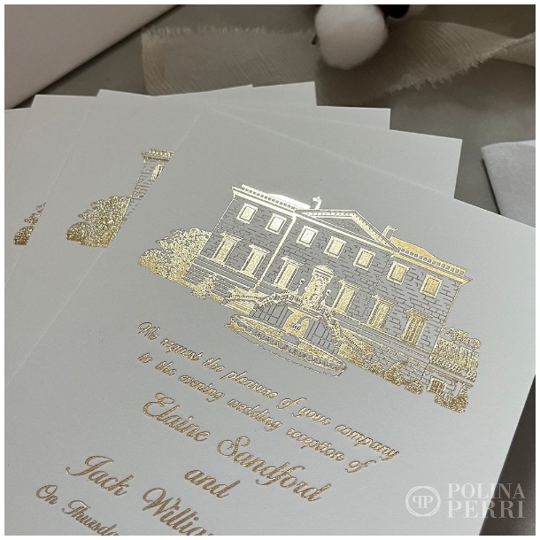 Gold foil venue invitations