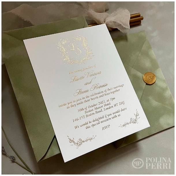 gold foil wedding invitations luxury