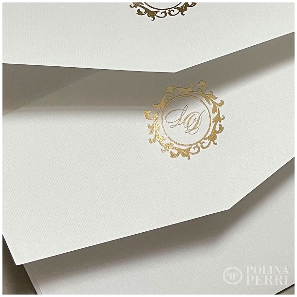 gold monogram envelopes