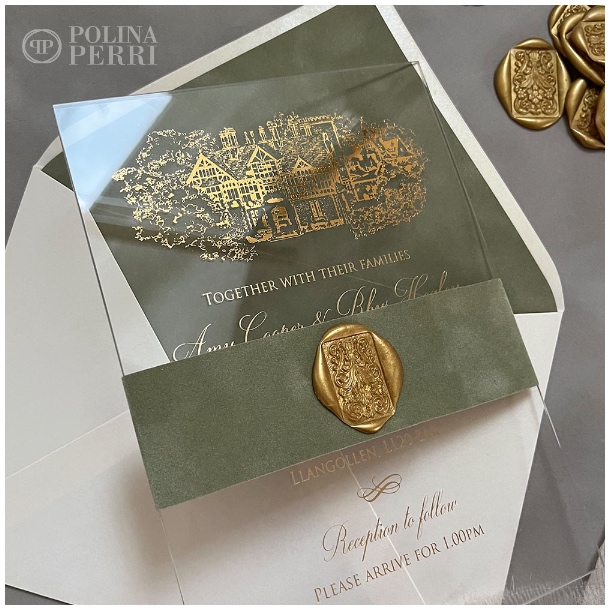 gold Venue Acrylic wedding invitations