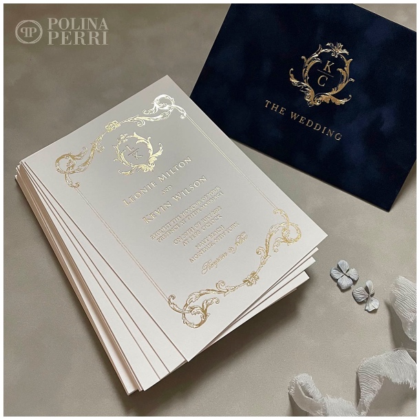 gold white wedding invitations US