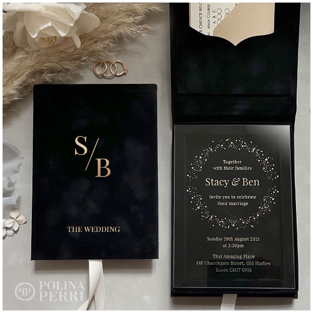 luxury black wedding invitations