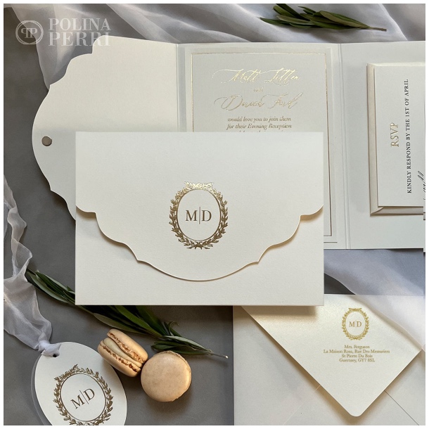 luxury wedding invitations creame gold