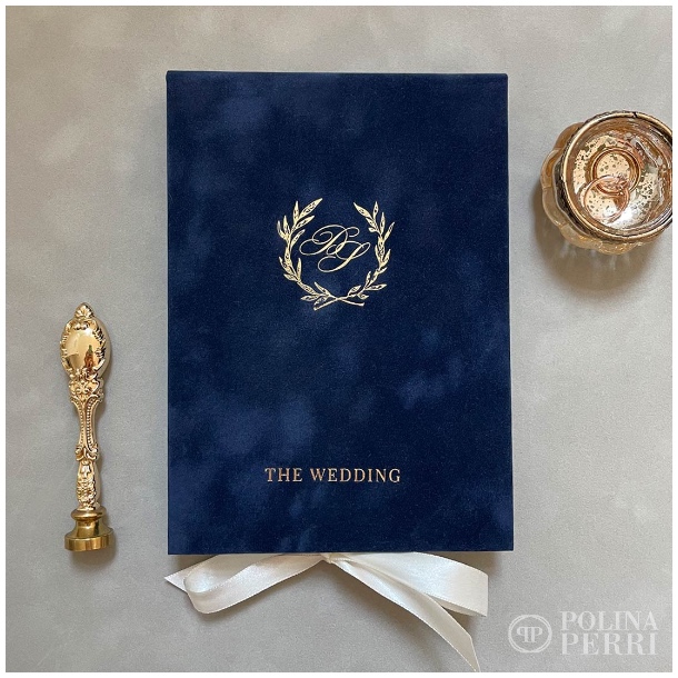 Navy blue wedding invitation boxes