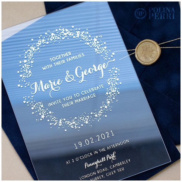 navy blue wedding invitations gold foil NewYork