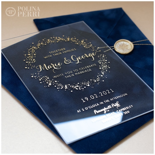 navy blue wedding invitations gold US
