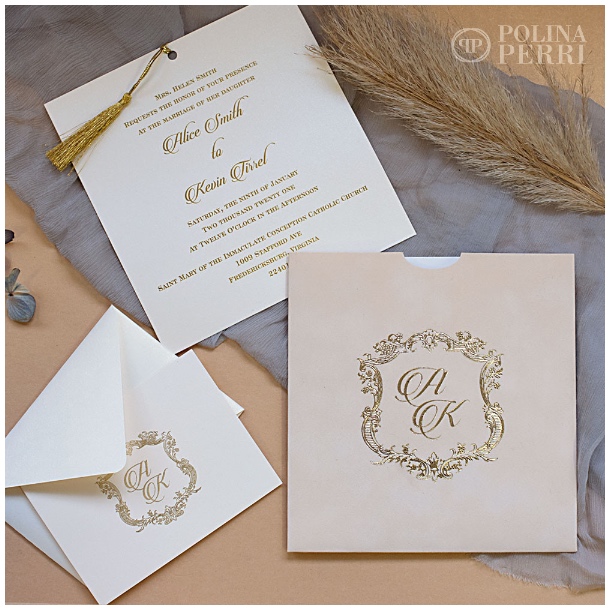 powder pink luxury wedding invitations
