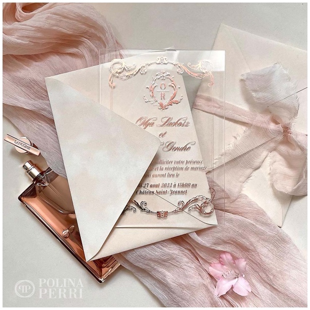 rose gold acrylic invitations