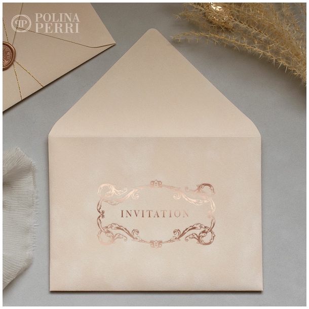 rose gold wedding invitation envelope