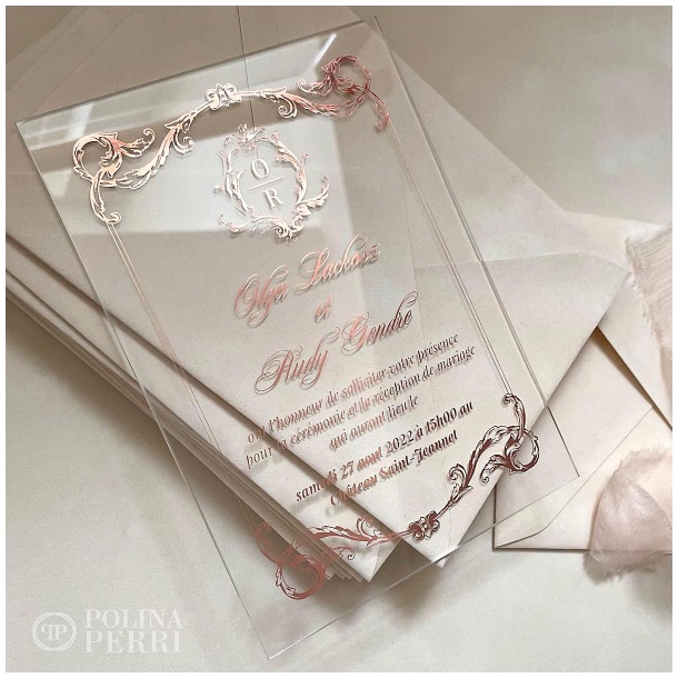 rose gold wedding invitations acrylic NewYork