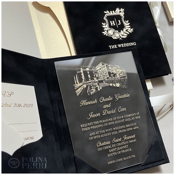 black velvet wedding invitations acrylic