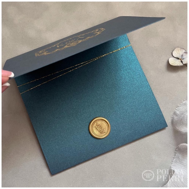 teal gold invitations