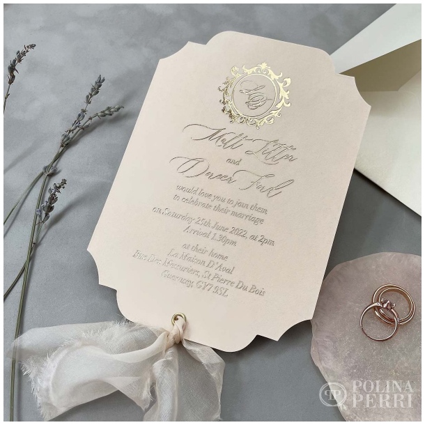 Vintage blush pink wedding invitations