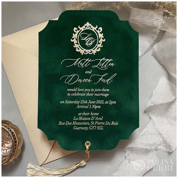 vintage wedding invitations green US