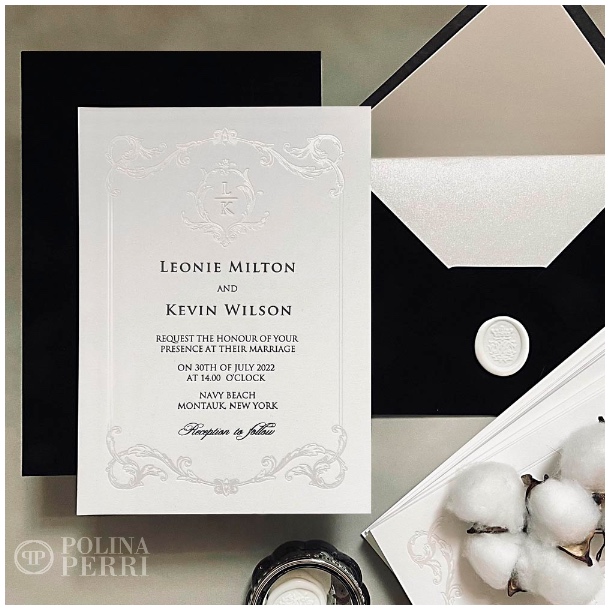 white letterpress wedding invitations