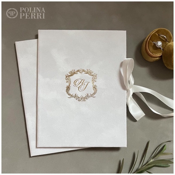 White velvet wedding invitations