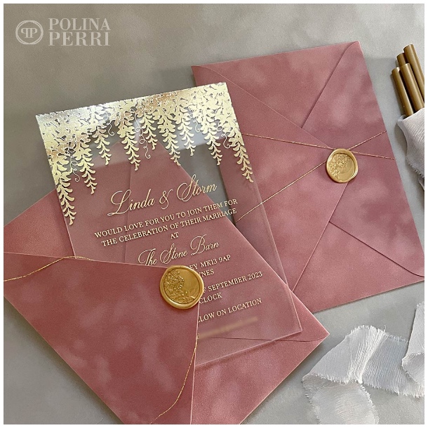 wisteria wedding invitations gold