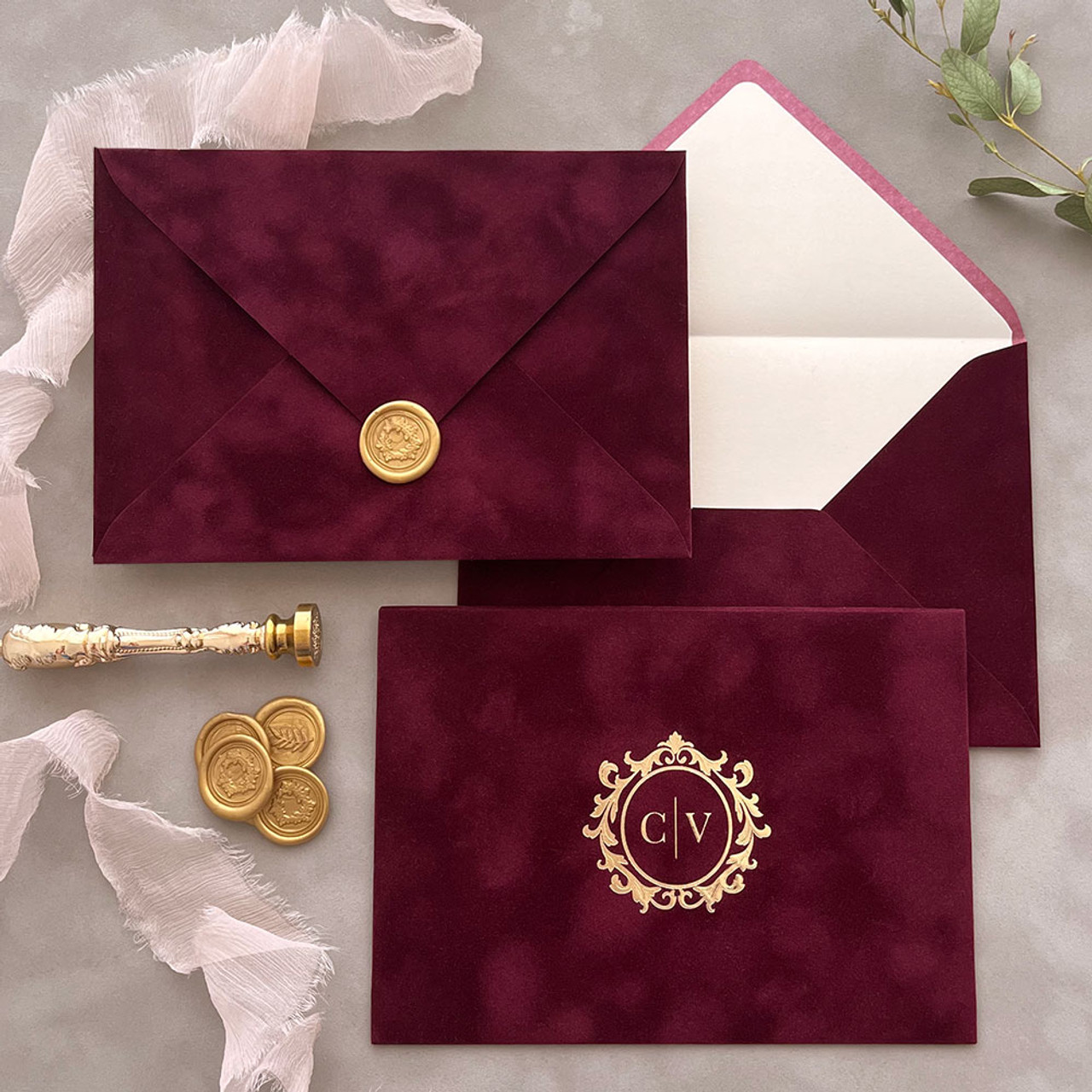 burgundy-velvet-envelopes