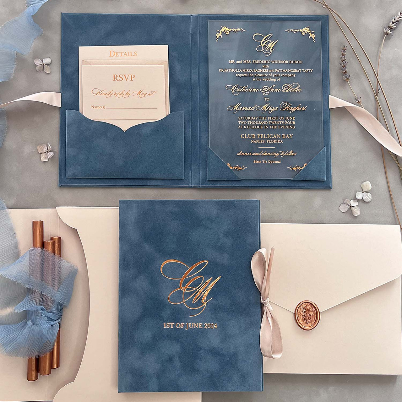 Dusty-Blue-wedding-invitations-velvet