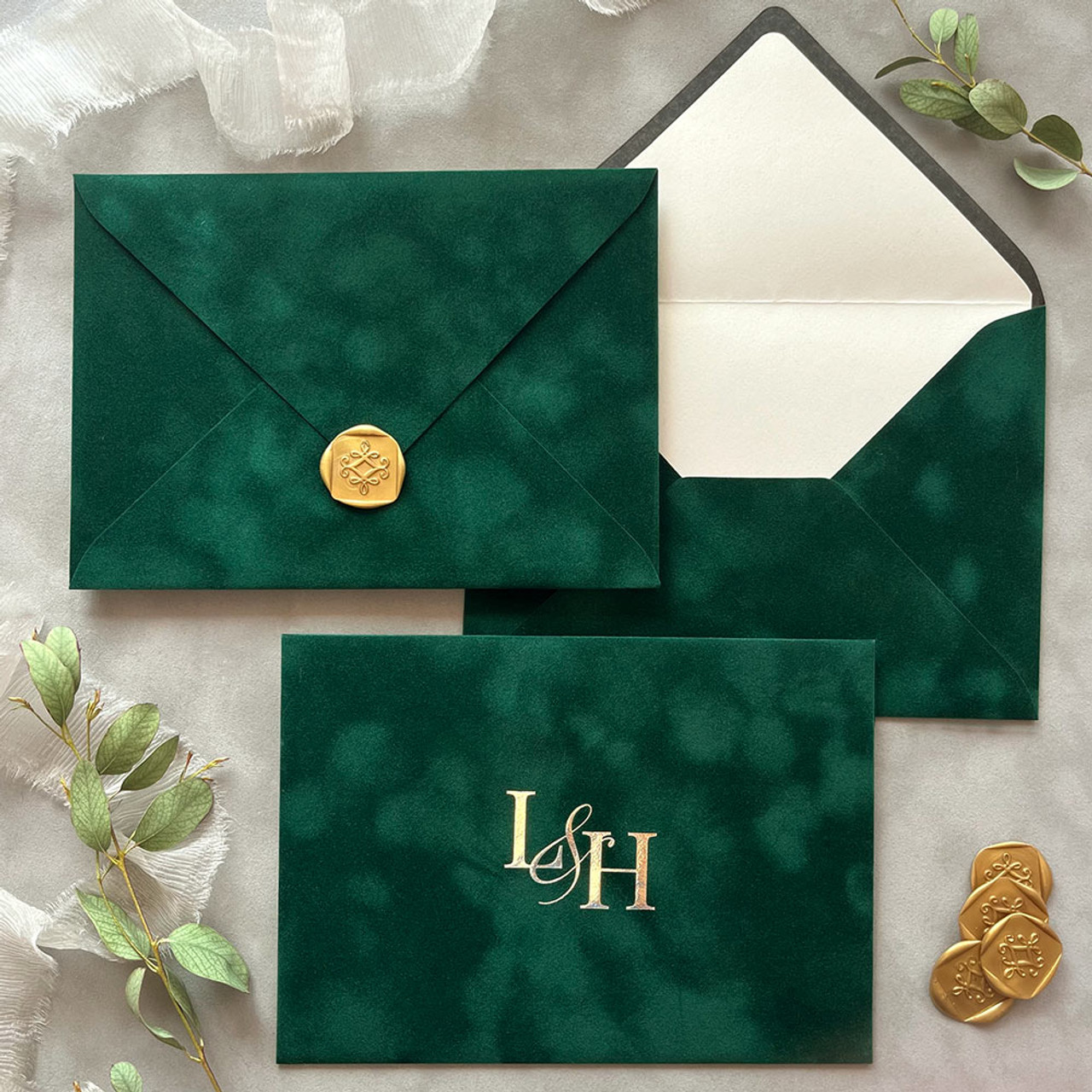 green-velvet-envelopes