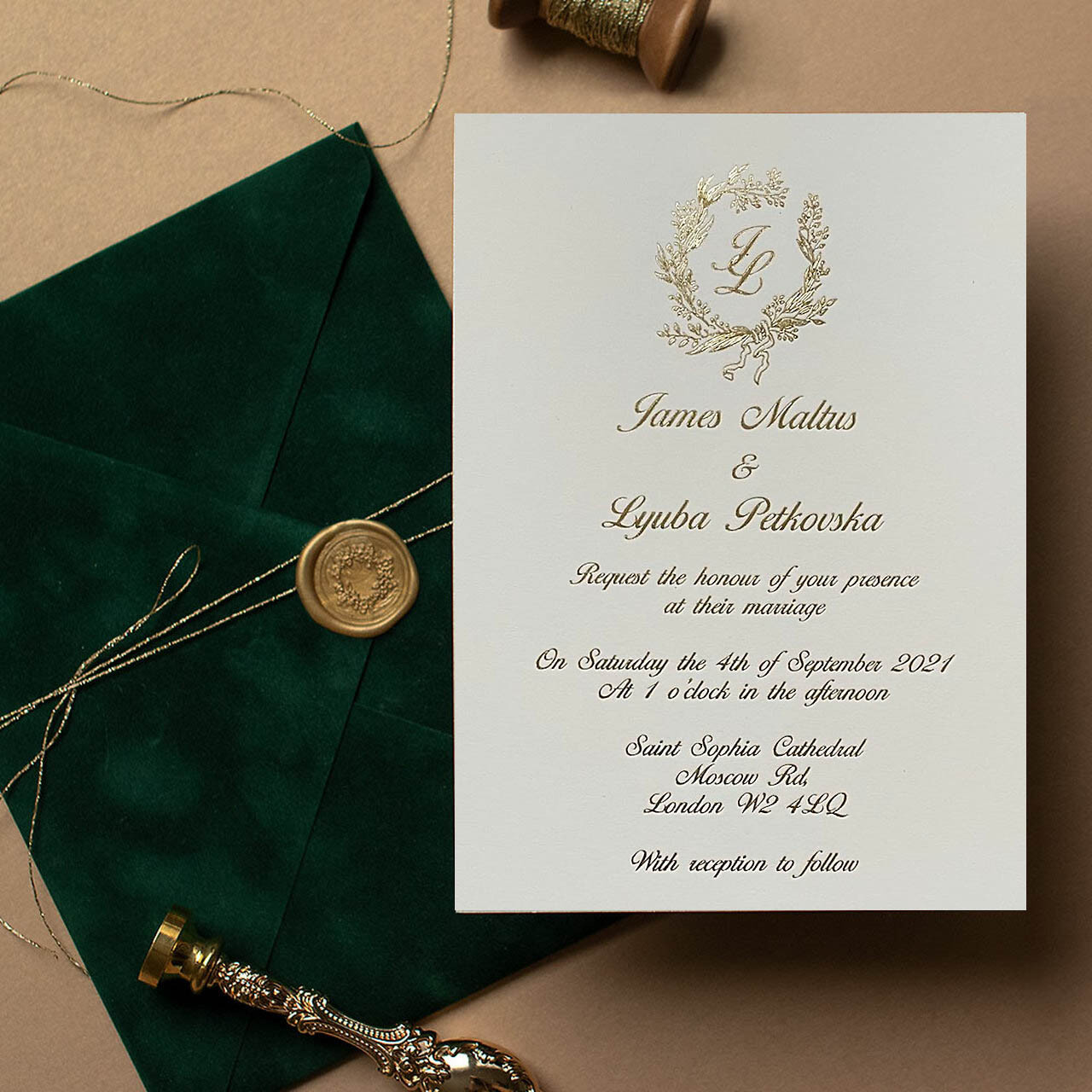 Velvet-green-wedding-invitations-foil