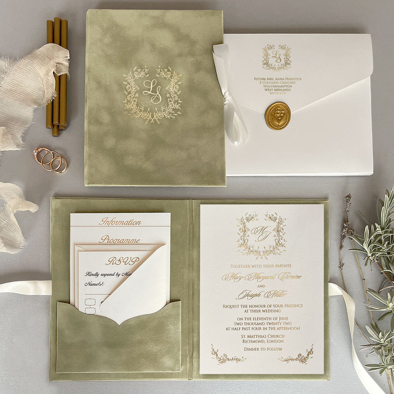 velvet-wedding-invitations-with-gold-monogram
